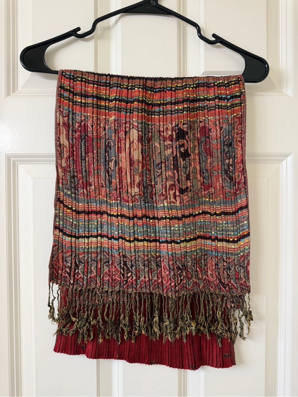 Pashmina Scarf - Multicolor Pleated Fringe -EUC!